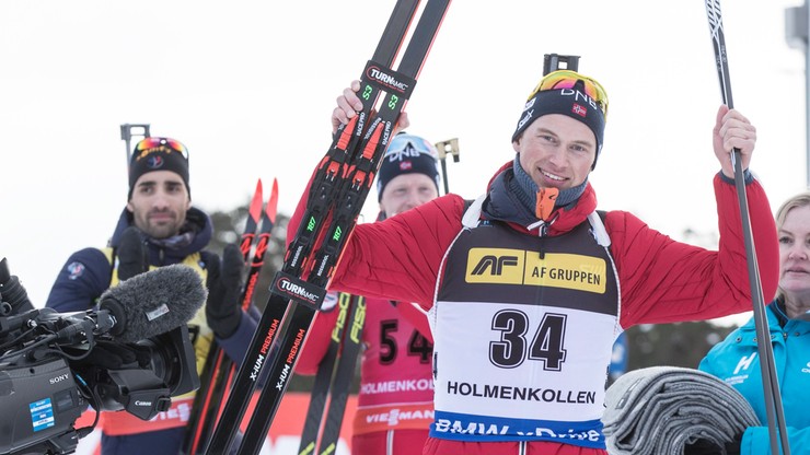 PŚ w biathlonie: Norweg wygrał sprint w Oslo, Polacy daleko