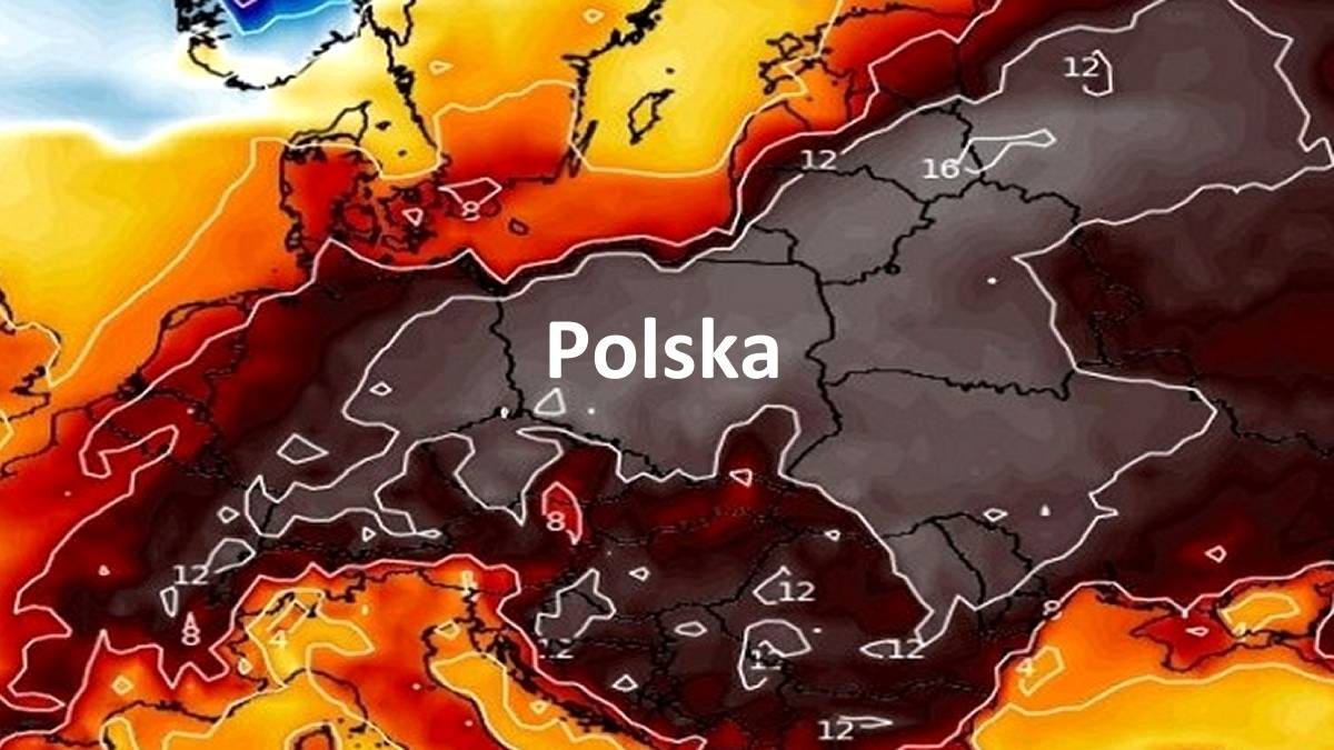 Czarny kolor oznacza, że będzie nadzwyczaj gorąco. Fot. wxcharts.com