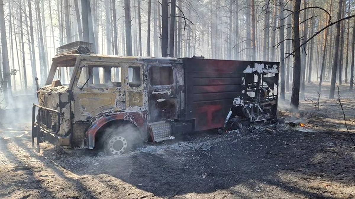 Spłonął wóz  Ochotniczej Straży Pożarnej Kleszczele. Fot. RDLP Białystok.