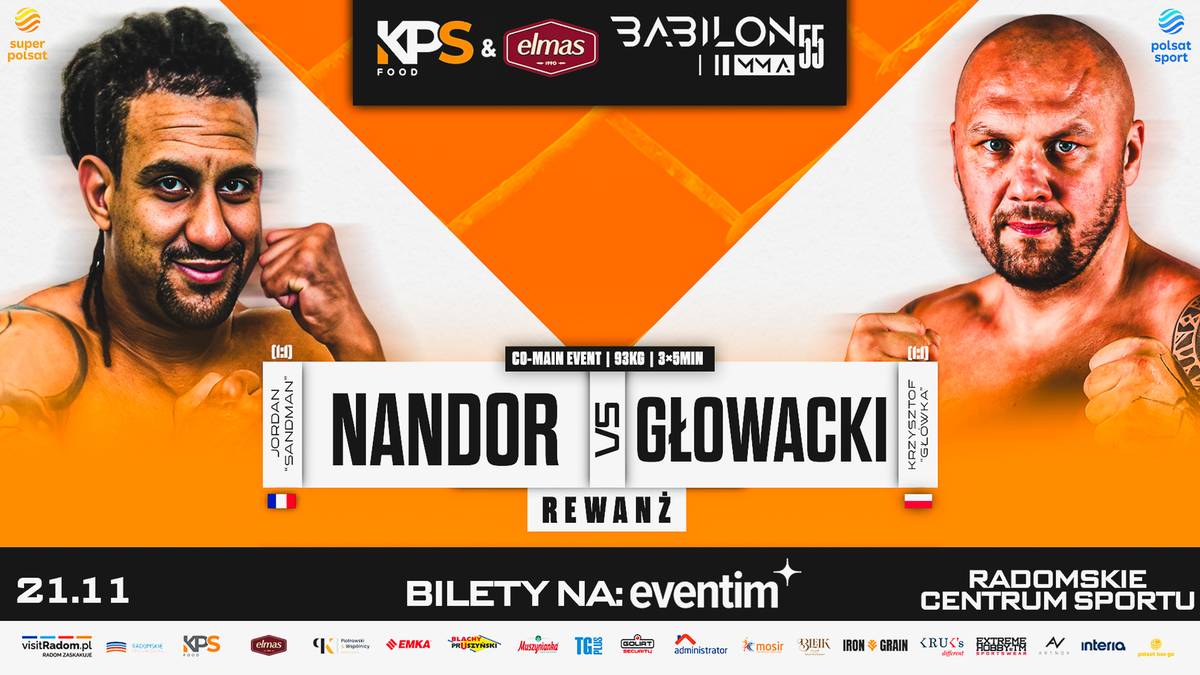 Dwa portrety zawodnik&oacute;w MMA, po lewej N&aacute;ndor Głowacki, po prawej jego rywal.