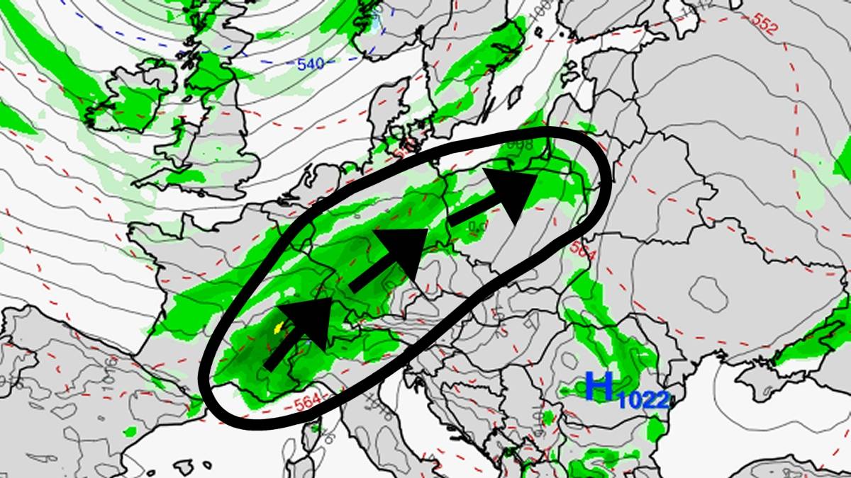 Strefy opadów nad Europą. Fot. climatereanalyzer.org