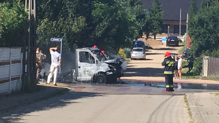 Pożar samochodu dostawczego w Ogrodniczkach koło Supraśla