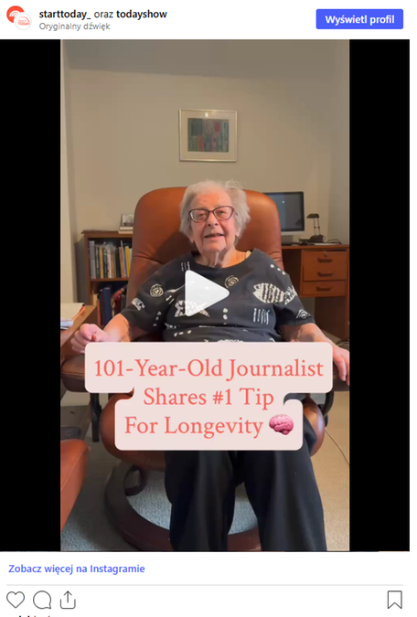 Eileen Lavine, 101-letnia dziennikarka, zdradza swój sekret długowieczności