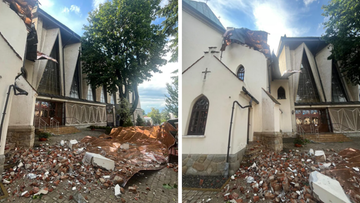 Nawałnica uszkodziła kościół w czasie mszy. Ewakuowano ponad 500 osób