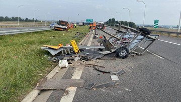 Tir uderzył w auto drogowców. W środku były dwie osoby
