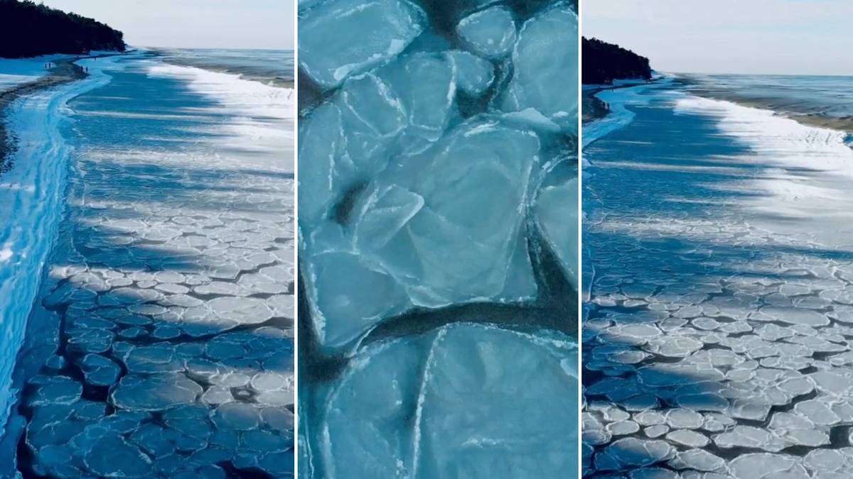 Siarczysty mróz sprawia, że Bałtyk zamarza, tworząc na wybrzeżu 