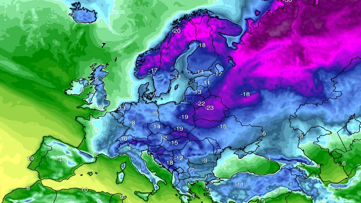 Minimalne temperatury w pierwszej połowie stycznia. Fot. climatereanalyzer.org