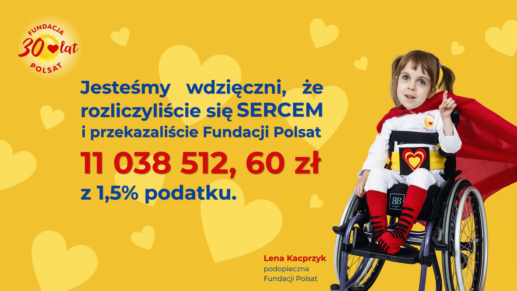 Ponad 11 milionów złotych z 1,5% podatku na rzecz Fundacji Polsat! Dziękujemy, że rozliczyliście się SERCEM