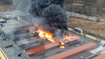 Pożar hali produkcyjnej w Świebodzicach. "Dach spłonął i zawalił się do środka"