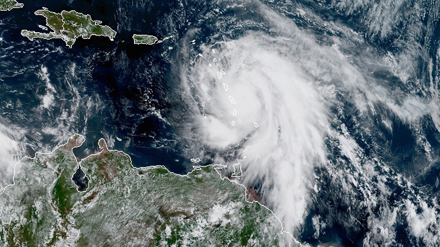 Aktualne zdjęcie satelitarne Huraganu Maria. Fot. NOAA.