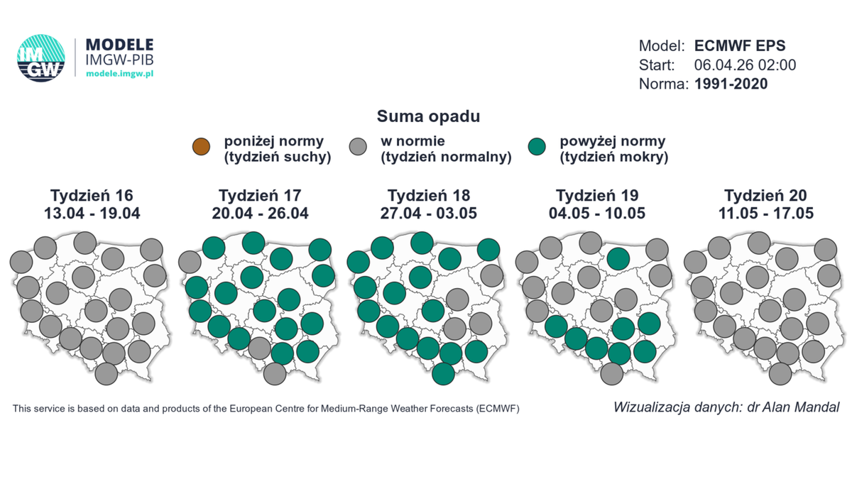 Koniec kwietnia i początek maja mogą być deszczowe w całej Polsce