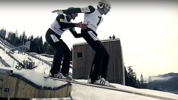 Skok narciarski w tandemie? Słoweńcy pokazali, jak to się robi! (WIDEO)