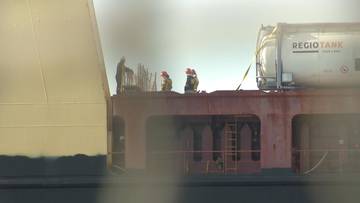 Pożar w porcie gdańskim. Ogień pojawił się na statku