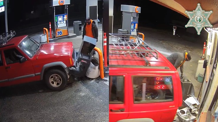 Włamali się na stację benzynową, by ukraść bankomat. Próbowali go otworzyć... samochodem