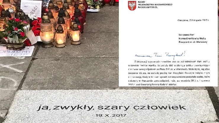 Radny PiS pyta Hannę Gronkiewicz-Waltz, czy upamiętni inne ofiary samopodpaleń w Warszawie