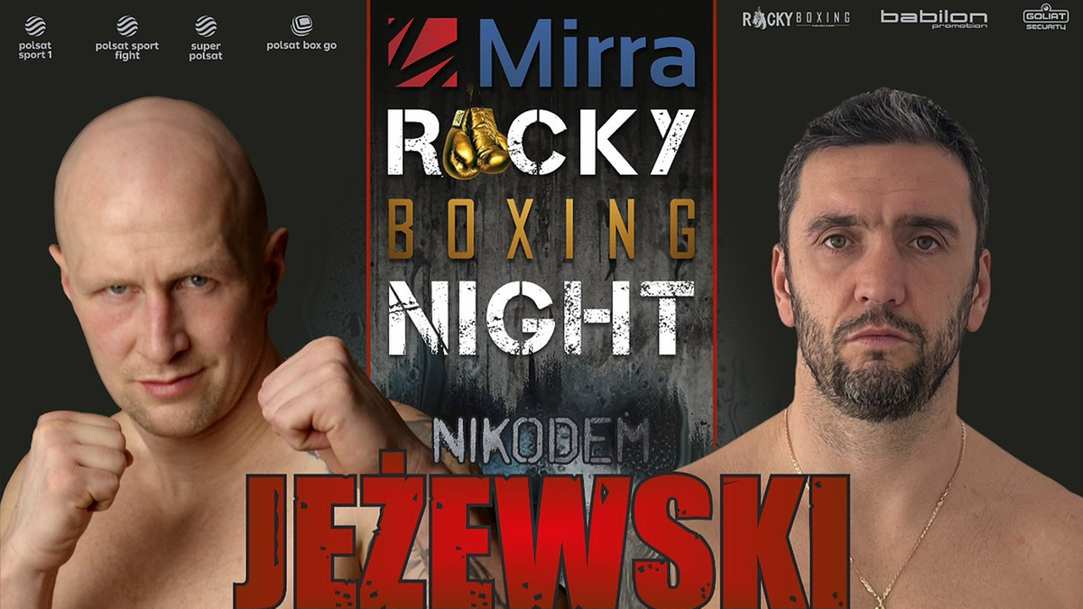 Dwóch bokserów, Nikodem Jeżewski i Marko Calic, pozuje do zdjęcia przed galą Rocky Boxing Night.