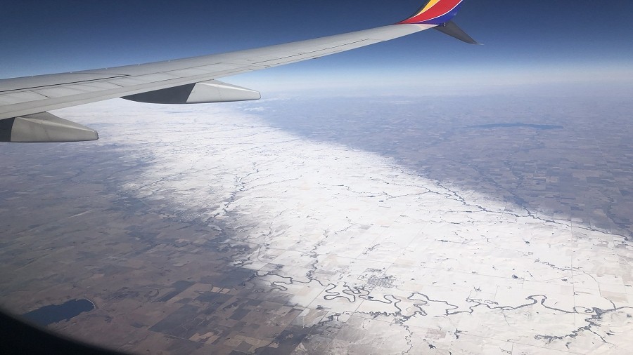 Śnieżny pas w stanie Kansas w USA. Fot. Twitter / Leigh Marts @ltmarts.