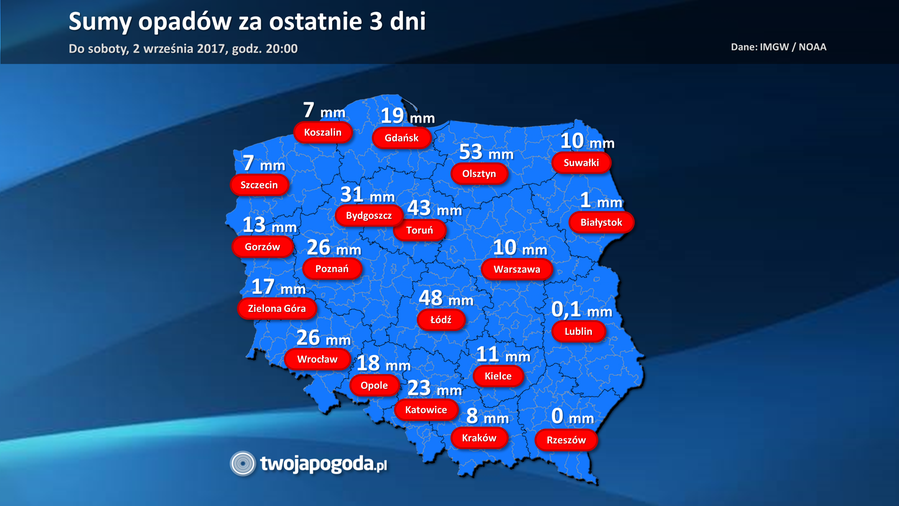 Miesięczna norma opadów w 3 dni