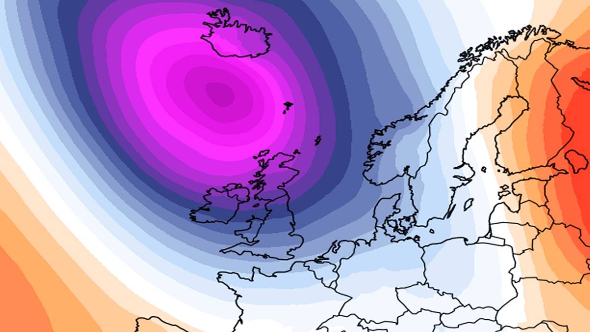 Dostajemy się pod wpływ rozległego niżu. Fot. climatereanalyzer.org