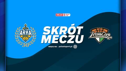 Logo Arka Gdynia z napisem SKR&Oacute;T MECZU i logo Zastal Zielona G&oacute;ra.