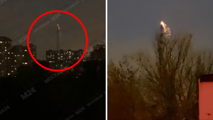 Moskwa: Pożar wieży radiowo-telewizyjnej. Do sieci trafiło nagranie