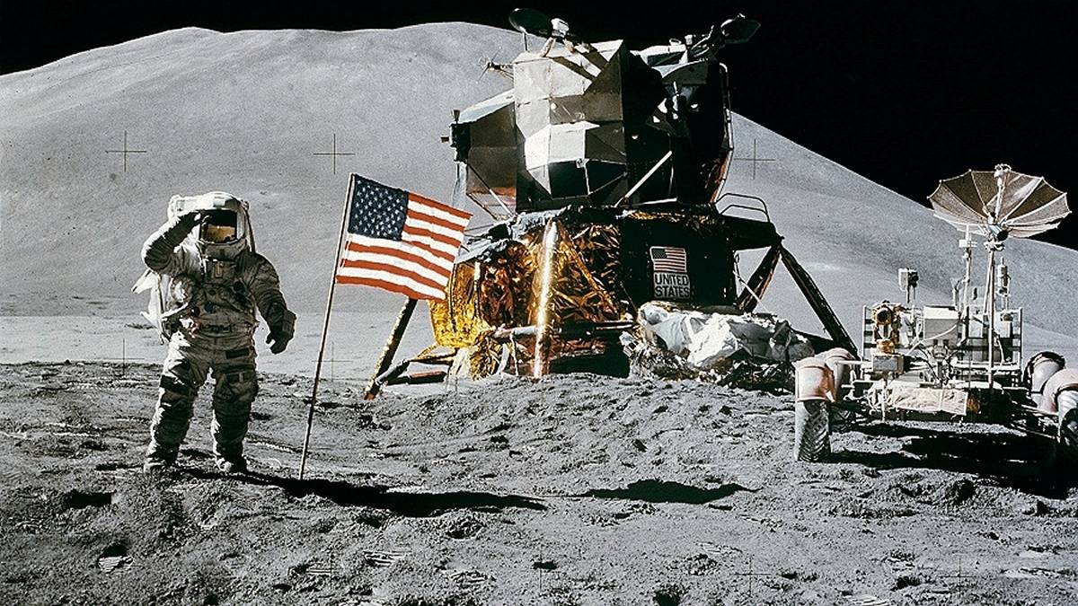 Pierwsi ludzie na powierzchni Księżyca. Fot. NASA.