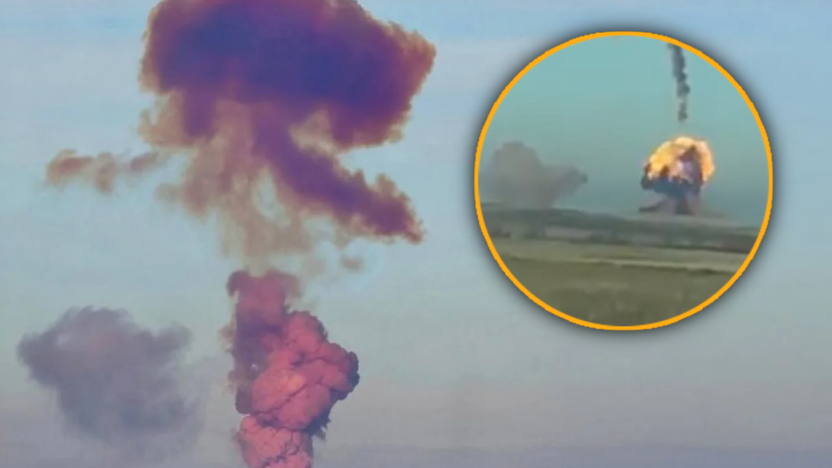 Katastrofa na rosyjskim poligonie. Na niebie tajemniczy, fioletowy obłok