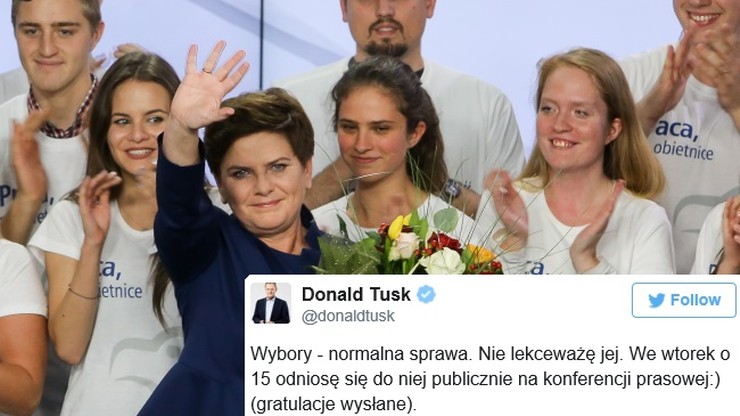 Donald Tusk pogratulował Beacie Szydło zwycięstwa w wyborach