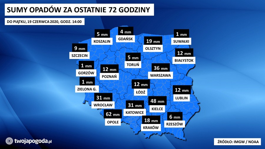 Gdzie spadło najwięcej deszczu?