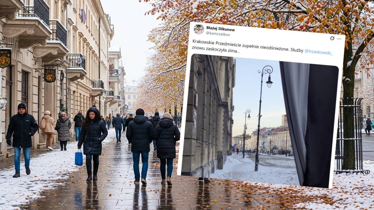 Sztuczny śnieg w Warszawie. Fot. X / Błażej Dikunow @kamczatkov.