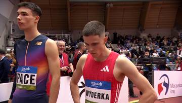 Dw&oacute;ch lekkoatlet&oacute;w na bieżni, jeden z nich to Maciej Wyderka.